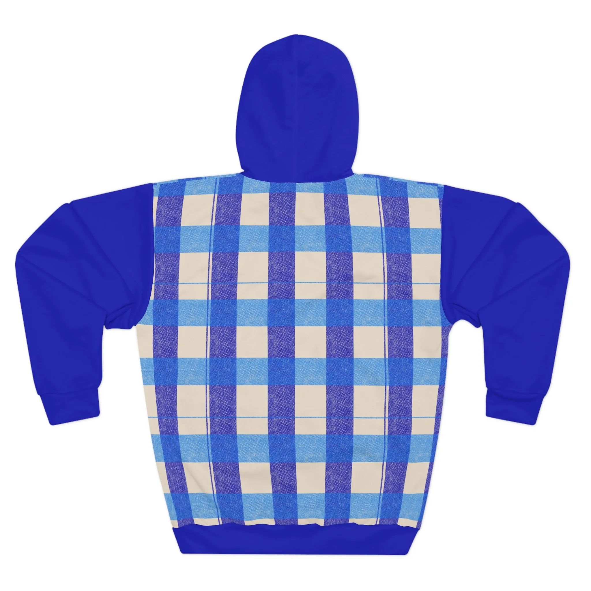 Cozy Blue Checkered Unisex Pullover Hoodie