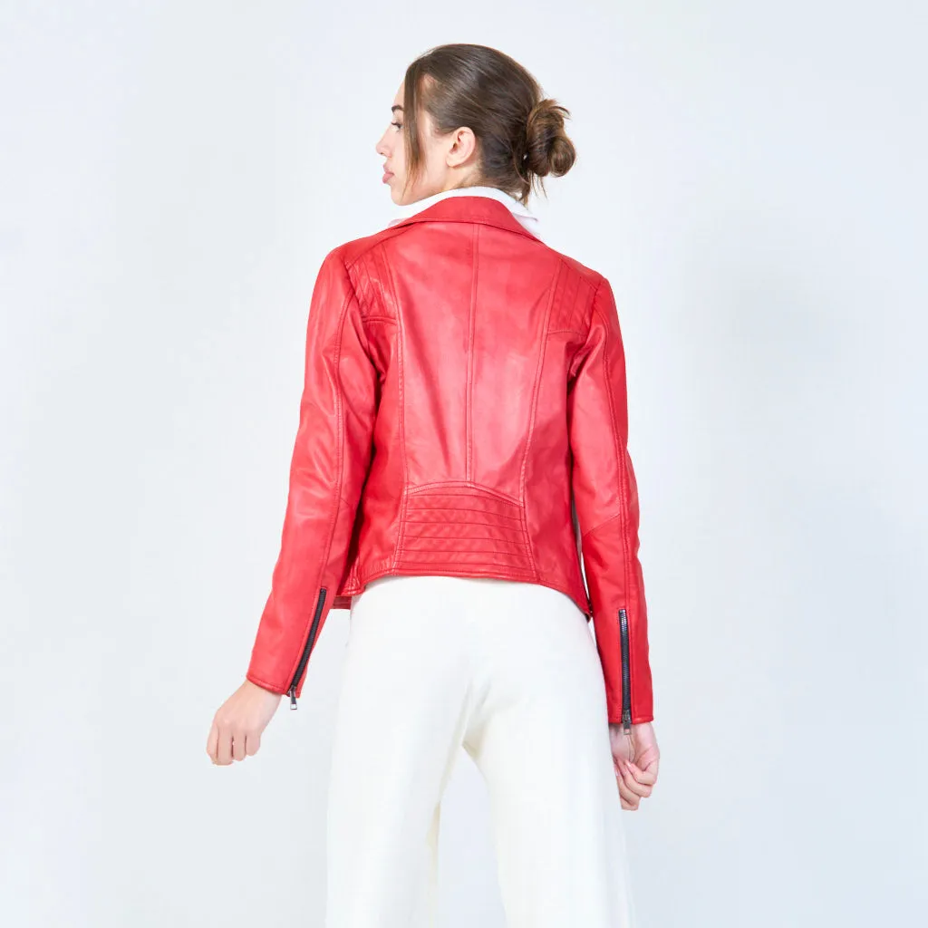 Cropped biker leather jacket wholesale