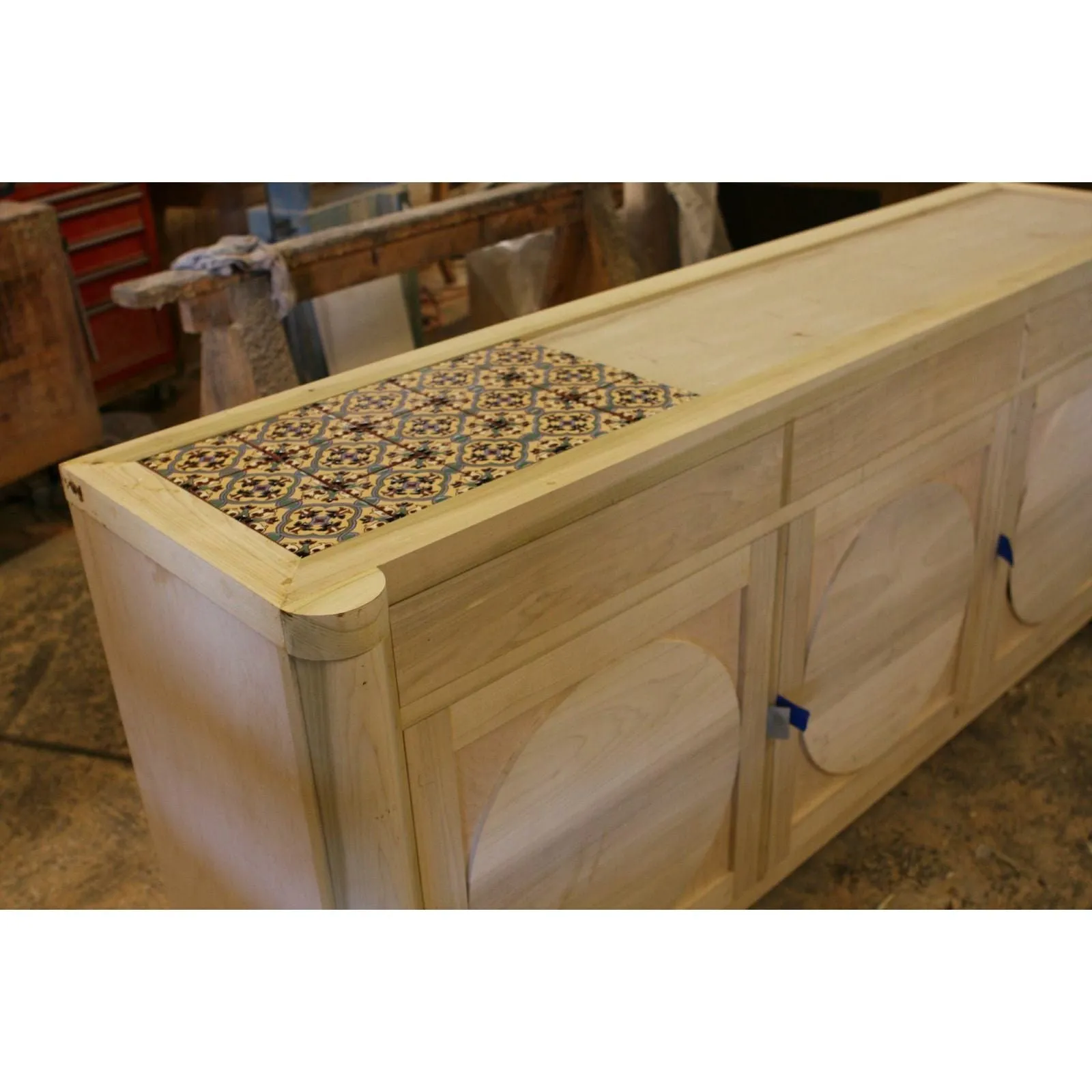 Custom Tile Top Spanish Modern Dining Room Buffet