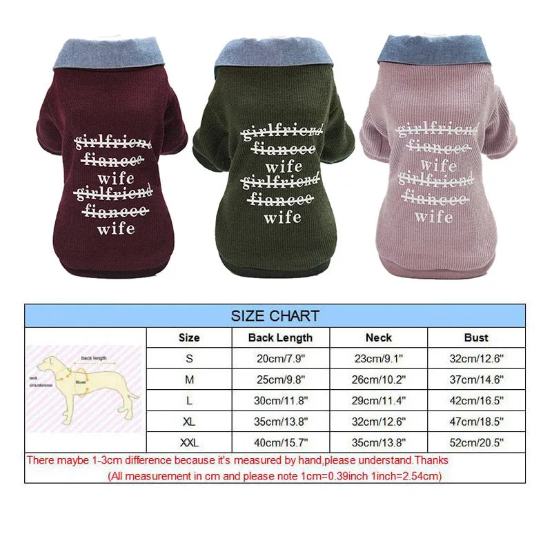 Cute Cardigan Over Collared Polo Winter Sweatshirt For Dogs