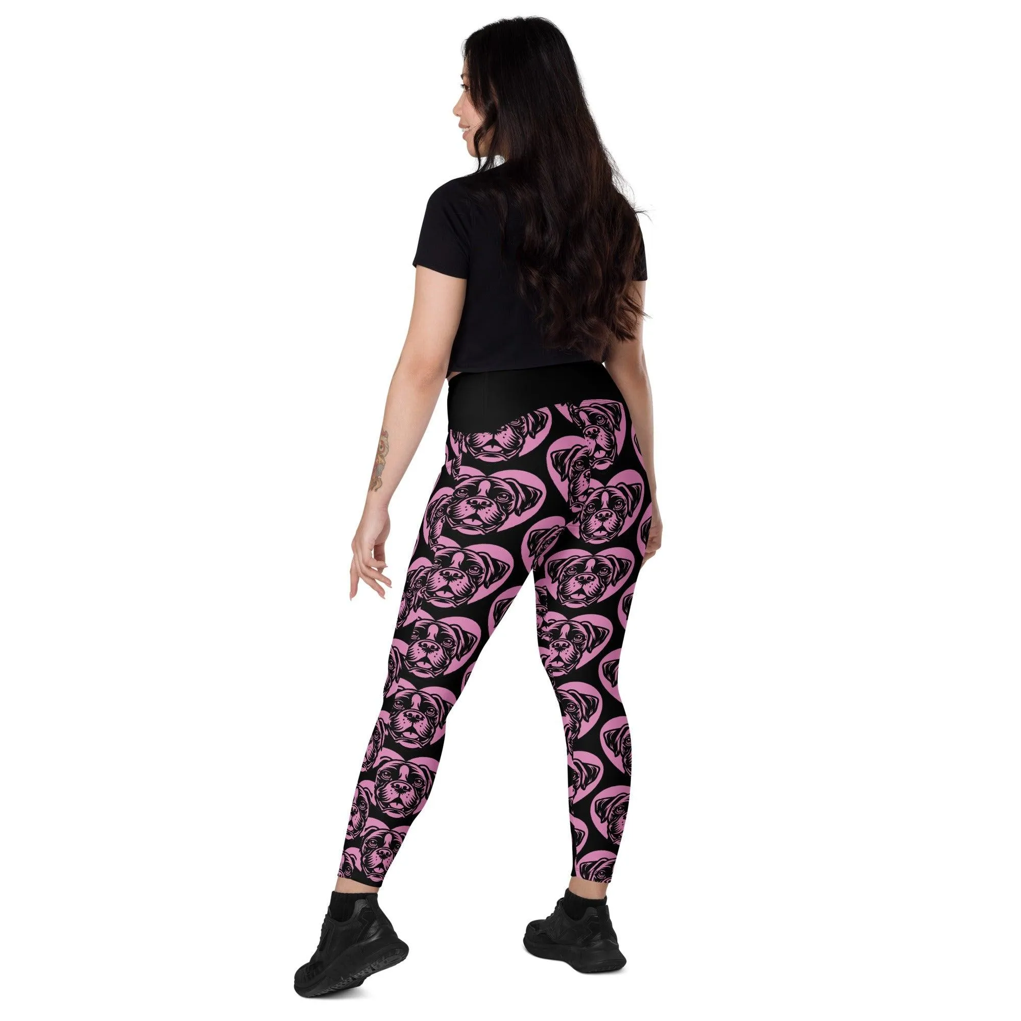 DOG BREED LEGGINGS with pockets - BOXER - HERTTAHOUND - pink