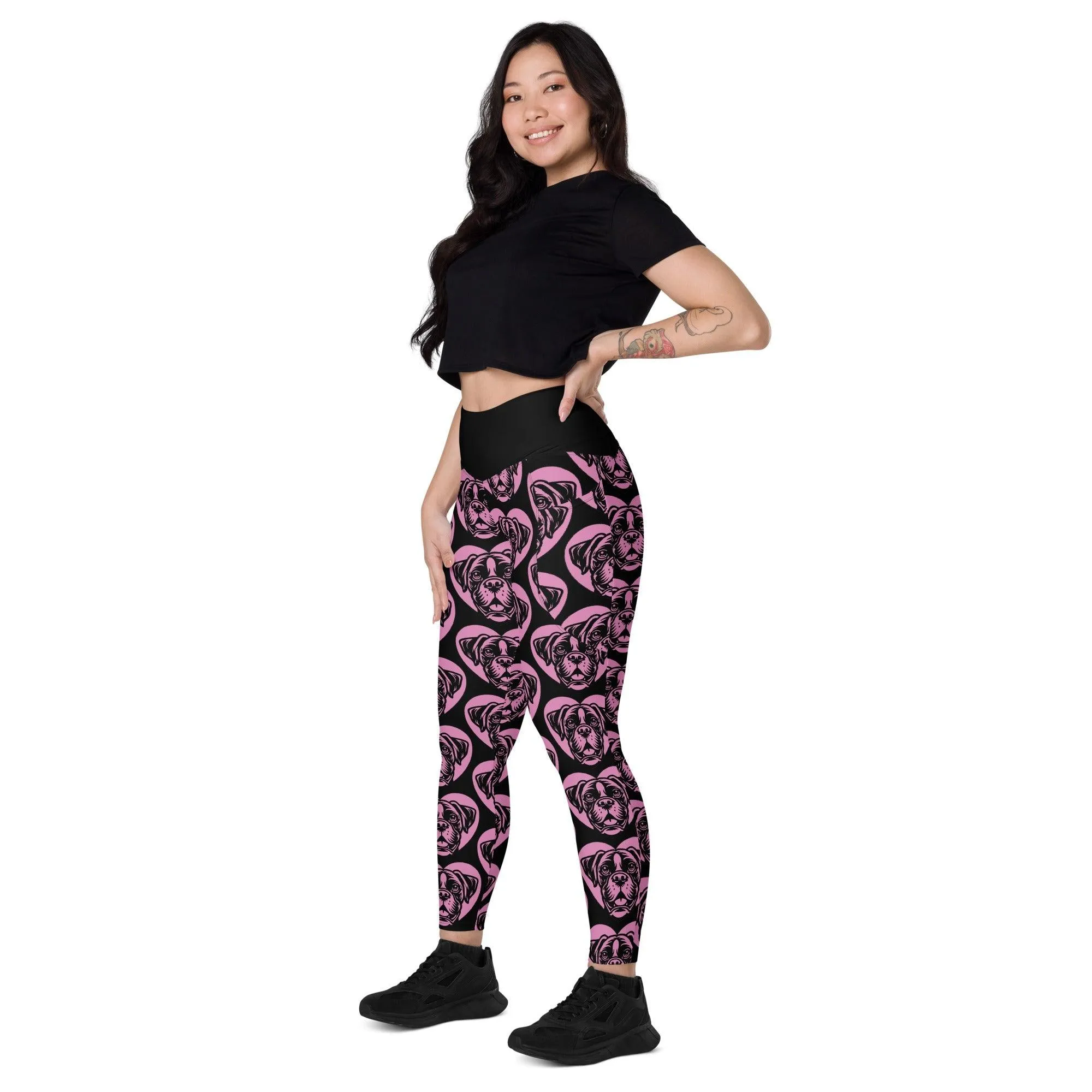 DOG BREED LEGGINGS with pockets - BOXER - HERTTAHOUND - pink