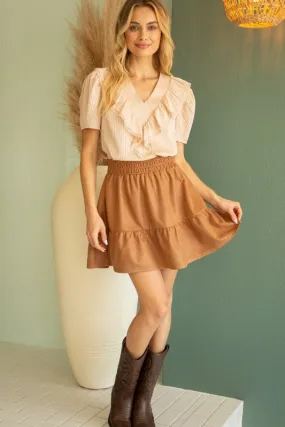 Elastic Suede Leather Skirt