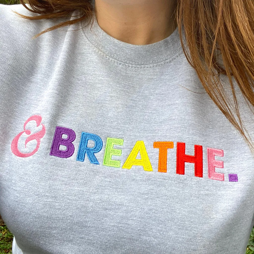 Embroidered &BREATHE Sweatshirt in Grey