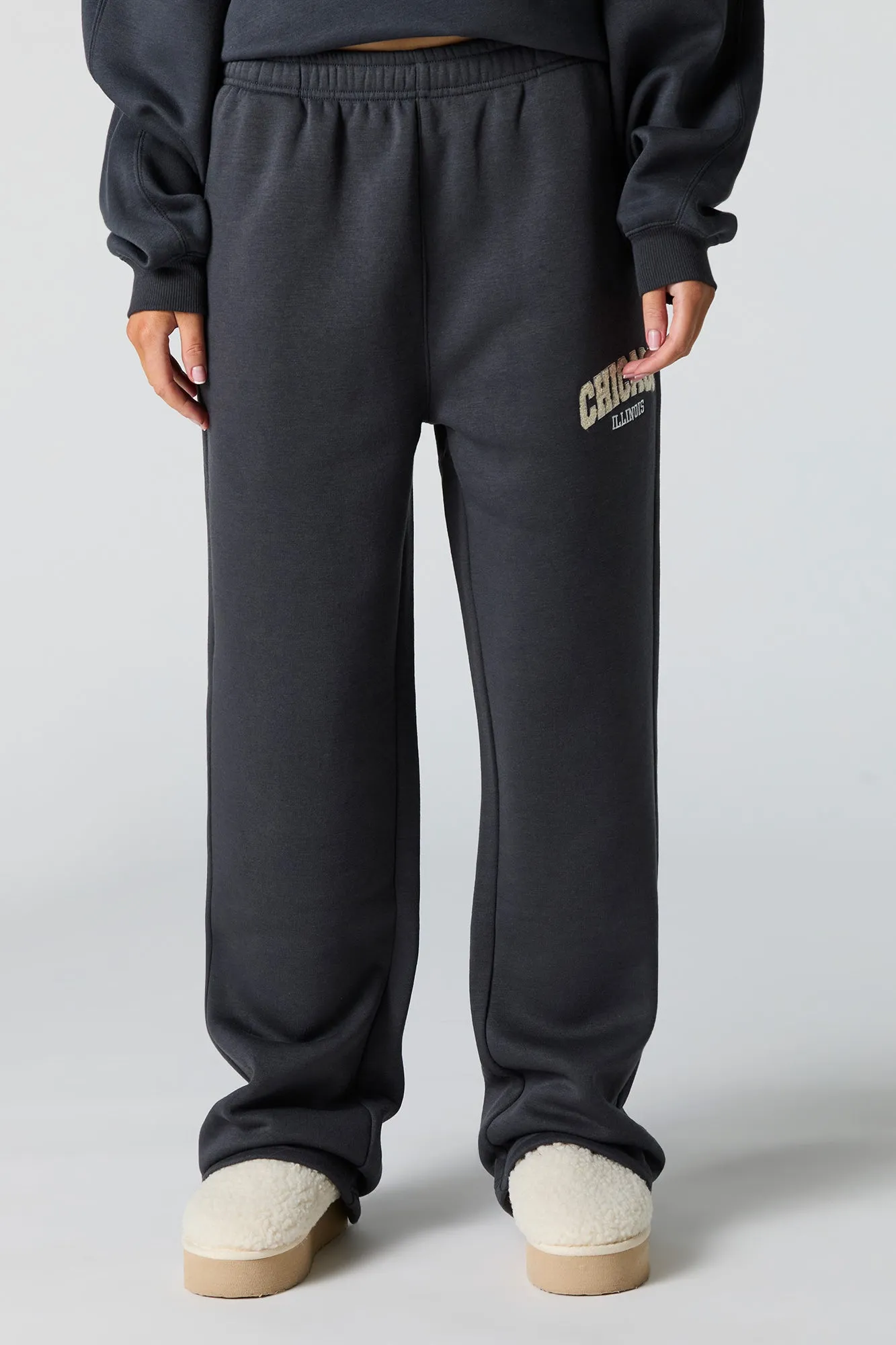 Embroidered Destination Wide Leg Sweatpant