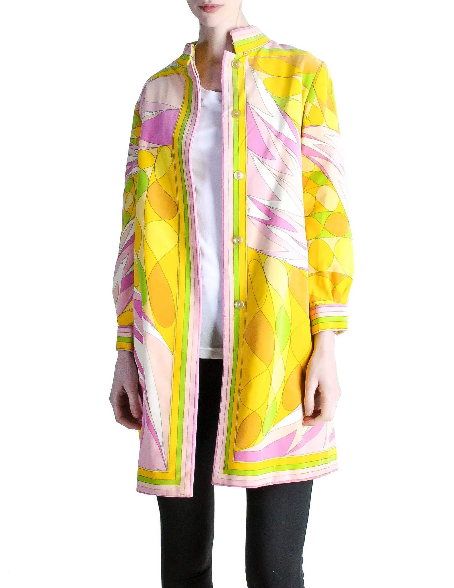 Emilio Pucci Vintage Op Art Print Velvet Coat