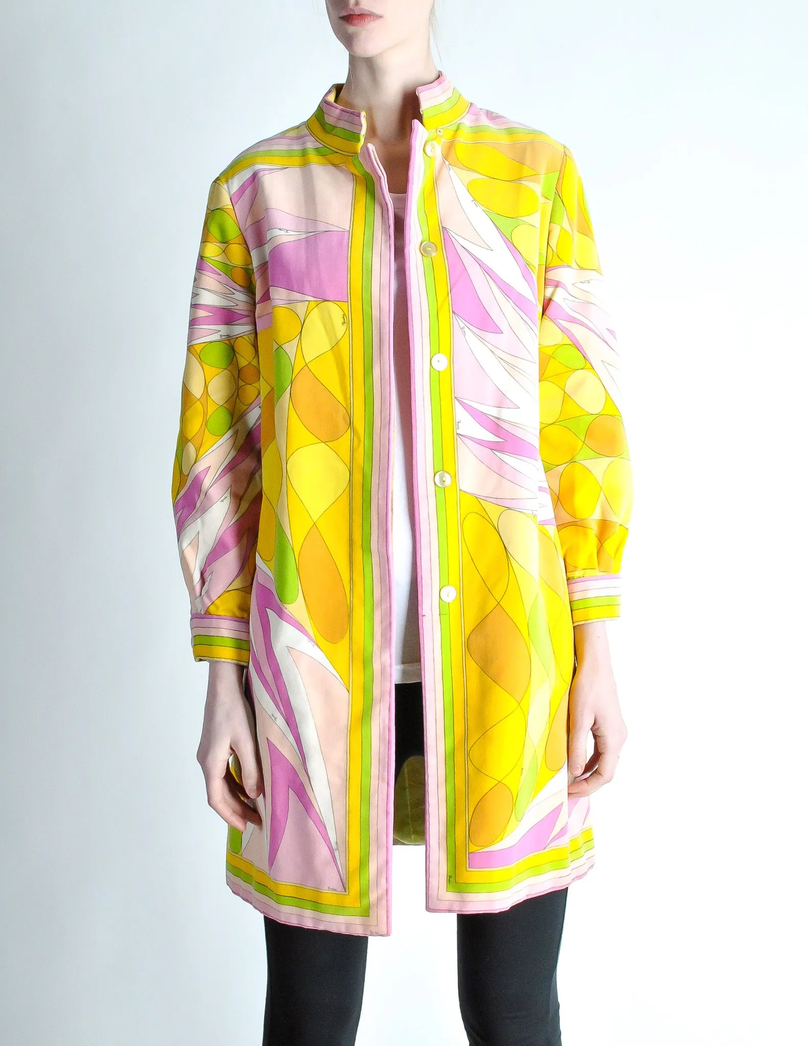 Emilio Pucci Vintage Op Art Print Velvet Coat