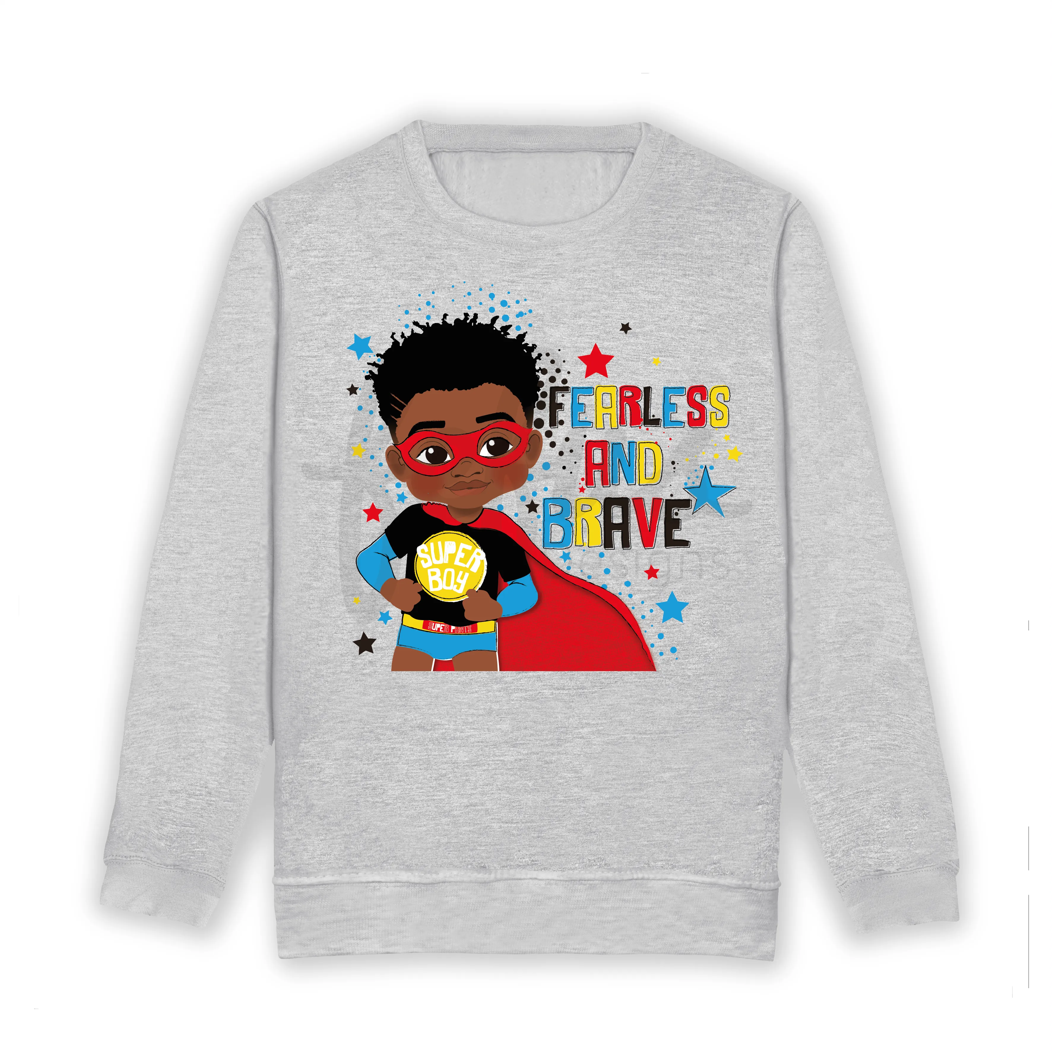 Empower Your Little King with Our Black and Brown Boys Superhero Sweatshirt!