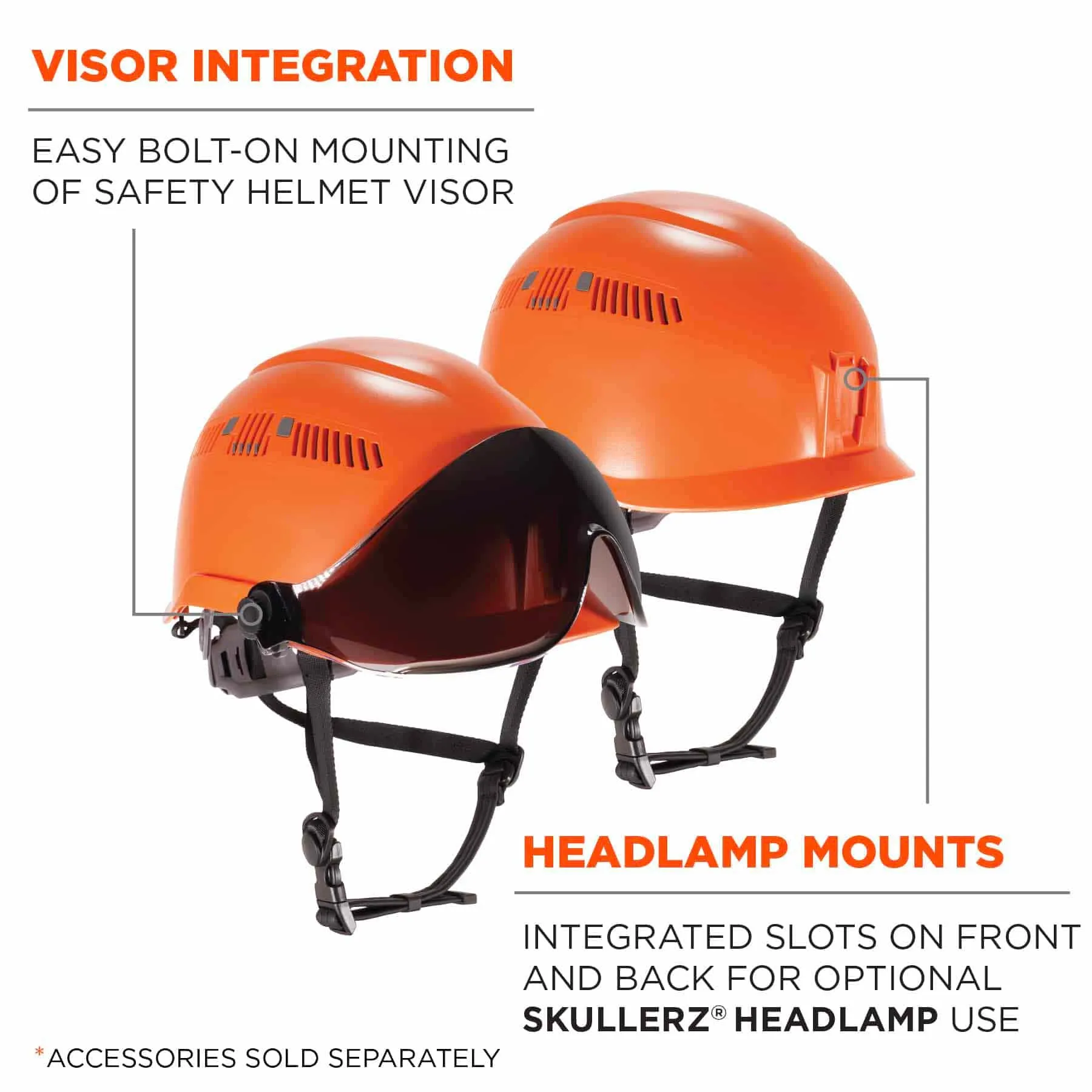 Ergodyne 60222 8975V Anti-Fog Smoke Lens Orange Class C Safety Hard Hat Helmet   Visor