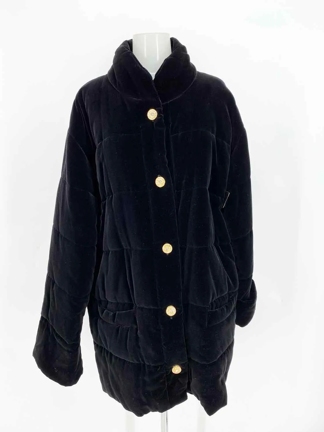 ESCADA COUTURE Women's Black Cotton Velvet Puffer Size 38 Coat