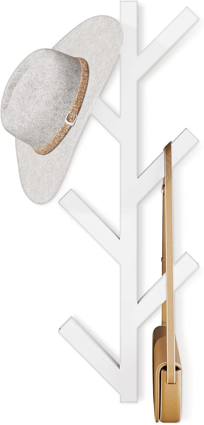 essential 2 Pack Vertical Coat Rack Wall Mounted, Metal Vertical Hat Rack for Wall, Modern Wall Coat Tree for Hats, Jackets, Bags, Entryway Bedroom (Height 16")