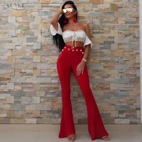 Fashion Red White Wide Leg Trousers