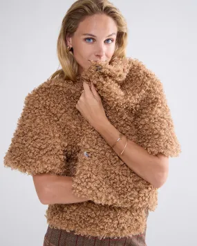 Faux Fur Jacket - Caramel Coffee