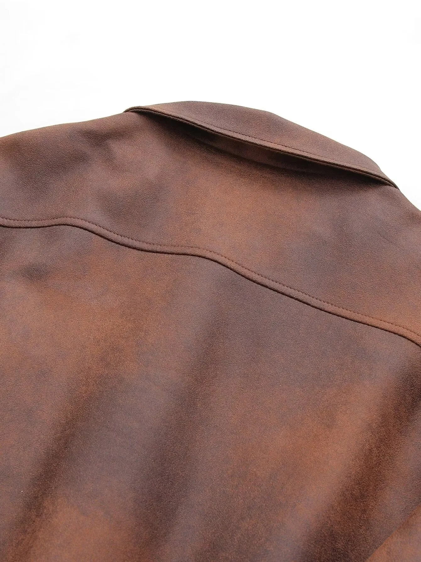 Faux Leather Bomber Jacket In Brown