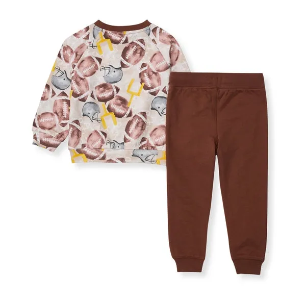 Football Season Organic Sweatshirt & Pant Set - Hunter