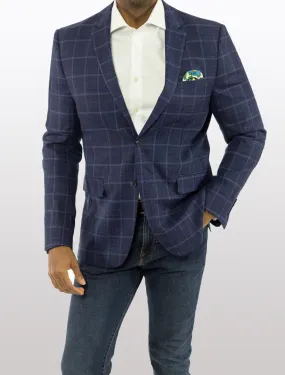 FUBU Navy with Blue Windowpane Slim Fit Sport Jacket