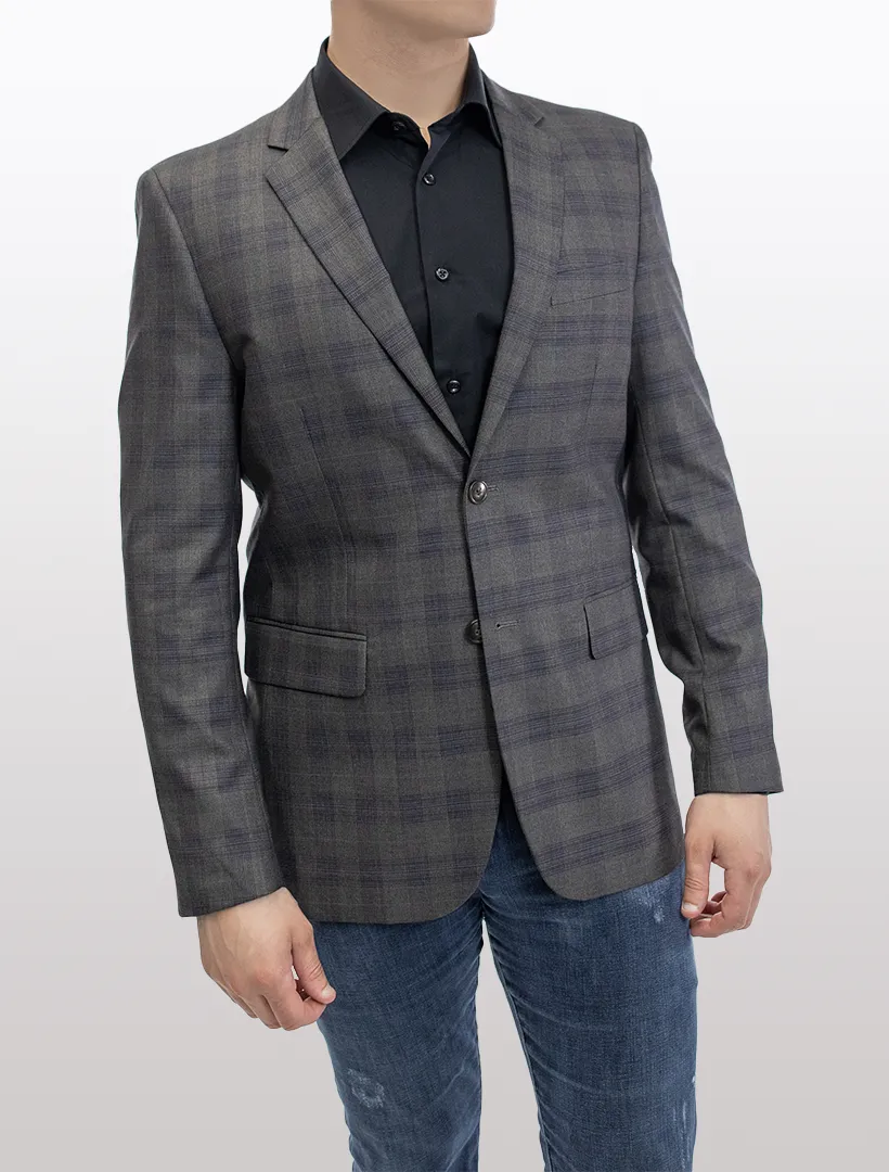 FUBU Slim Fit Brown Glen Check Sport Jacket