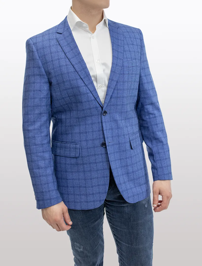 FUBU Slim Fit Light Blue Windowpane Sport Jacket