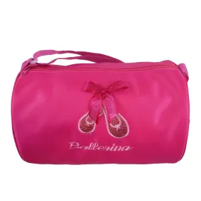 Girls Hot Pink Sparkle Ballet Shoes Bow "Ballerina" Duffle