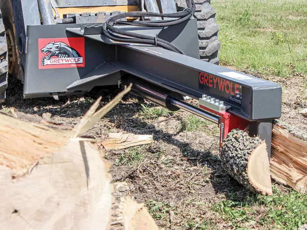 GREYWOLF 24 ton, inverted log splitter with skid steer mount