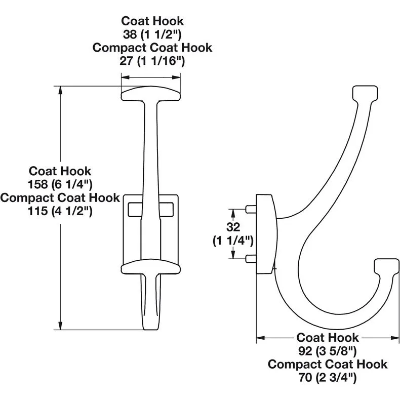 Hafele Cleat System Compact Coat Hook TAG Synergy Elite