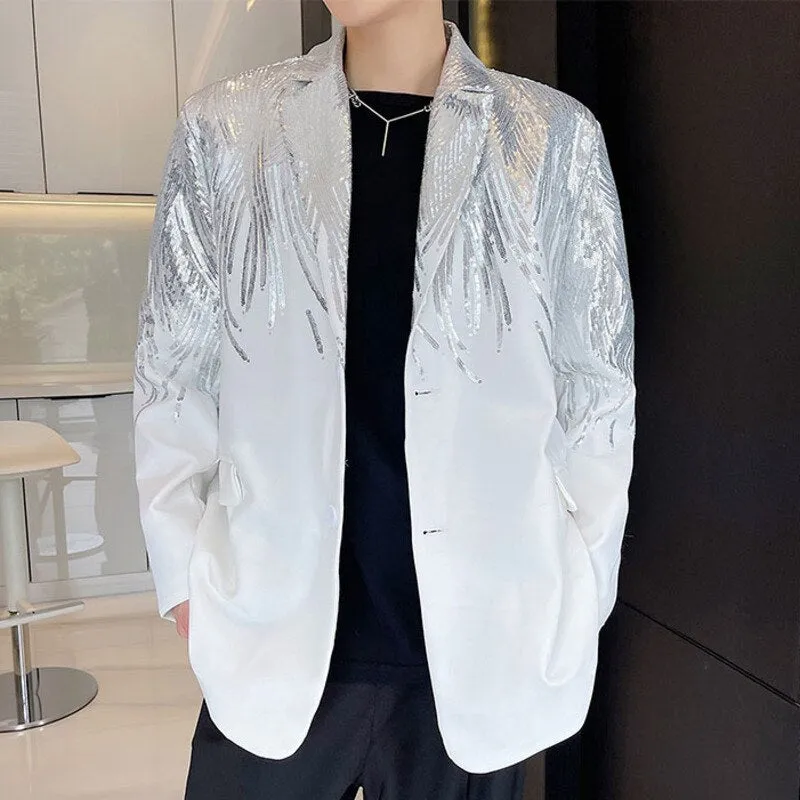 Heavy Craft Embroidery Sequin Trend Casual Men's Blazer 2023 New Autumn Fashion fit Jacket Streetwear Suit Coat 9Y9245