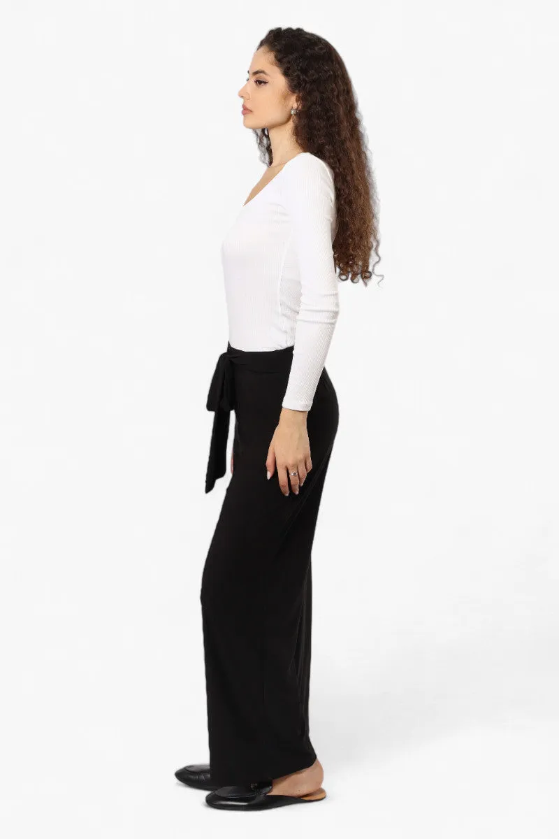 International INC Company Solid Belted Palazzo Pants - Black