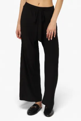 International INC Company Solid Belted Palazzo Pants - Black