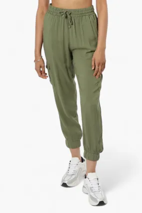 International INC Company Tie Waist Cargo Pocket Jogger Pants - Green