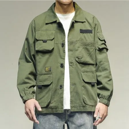 Japanese Streetwear Army Green Plus Size Work Jacket Men Clothing Harajuku Coat Korean Fashion Military Casual Workwear