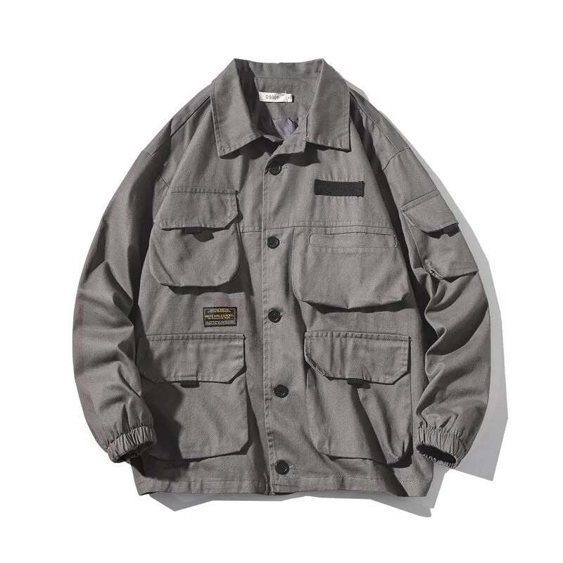 Japanese Streetwear Army Green Plus Size Work Jacket Men Clothing Harajuku Coat Korean Fashion Military Casual Workwear