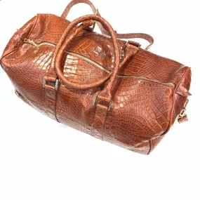 Kashani Cognac Full Alligator Body Duffle Bag