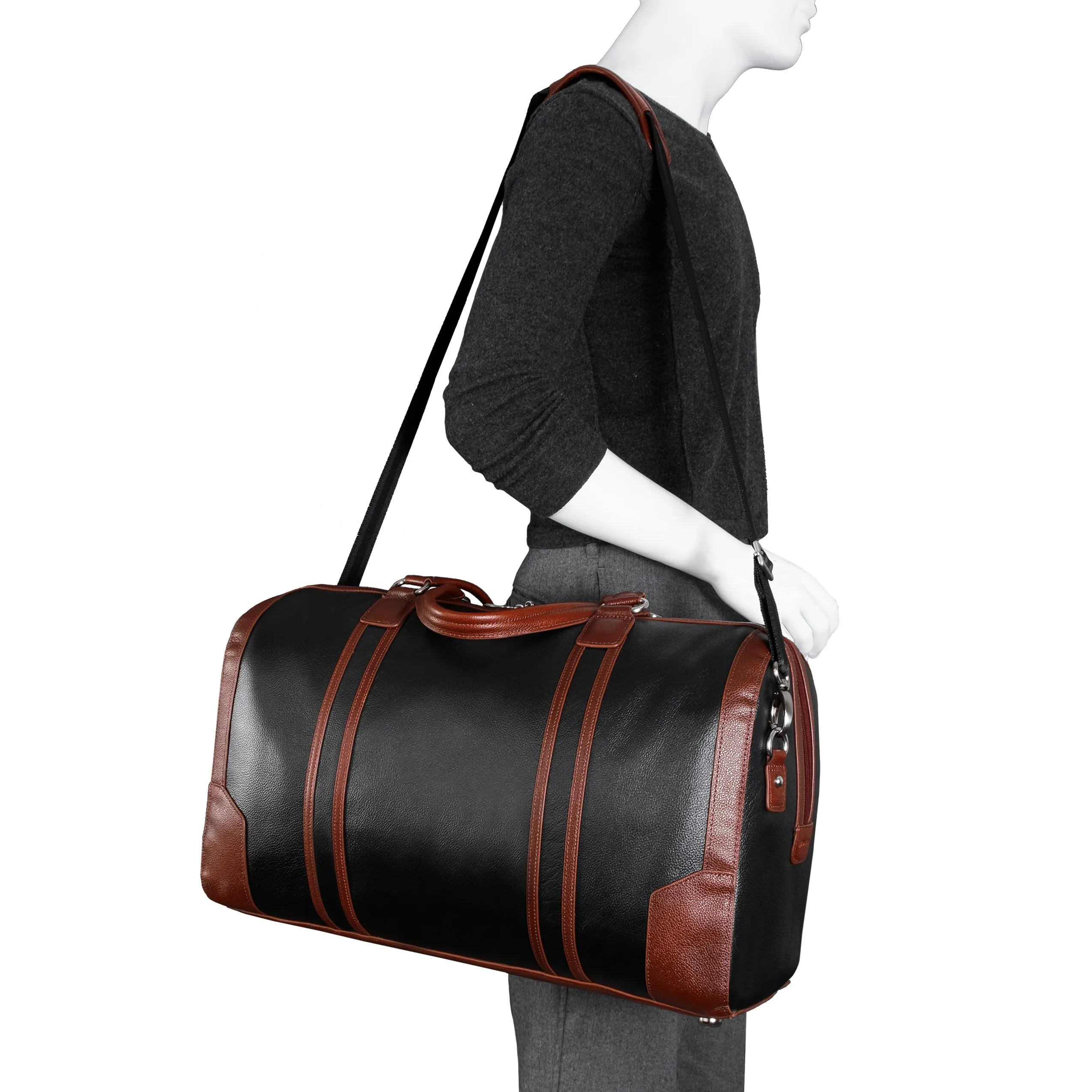 KINZIE | Leather Two-Tone Carry-All Tablet Duffel