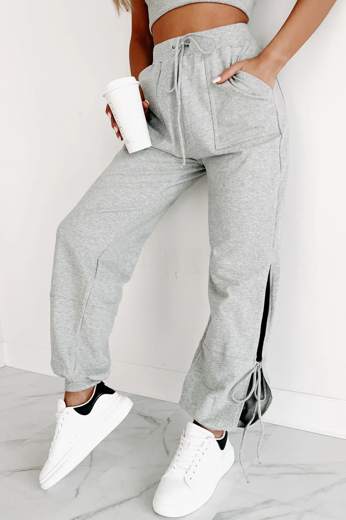 Laid Back Ways Two Piece Jogger Set (Heather Grey)