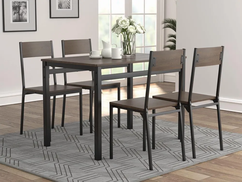 Lana 5-piece Rectangular Dining Table Set Dark Brown and Matte Black