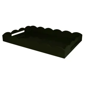 Large Scallop Rectangle Ottoman Tray | Black