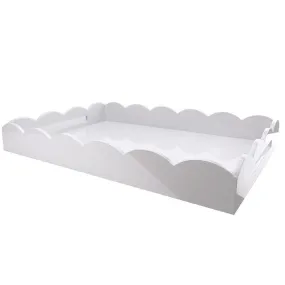 Large Scallop Rectangle Ottoman Tray | White