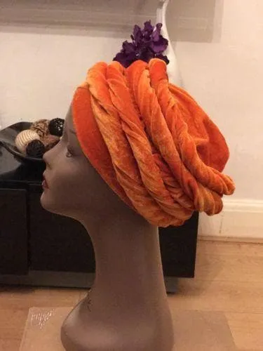 Large Velvet Turban headwraps | Pre made Turban Chemocap