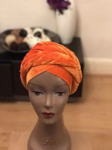 Large Velvet Turban headwraps | Pre made Turban Chemocap