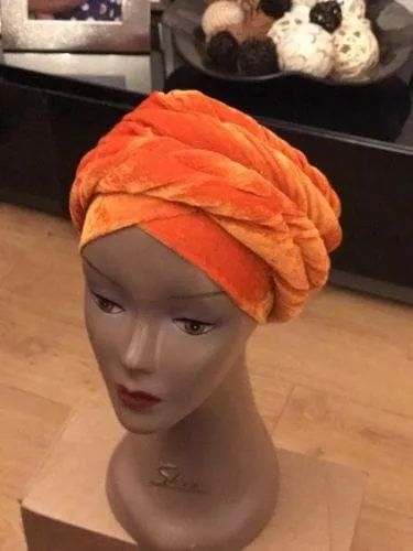 Large Velvet Turban headwraps | Pre made Turban Chemocap