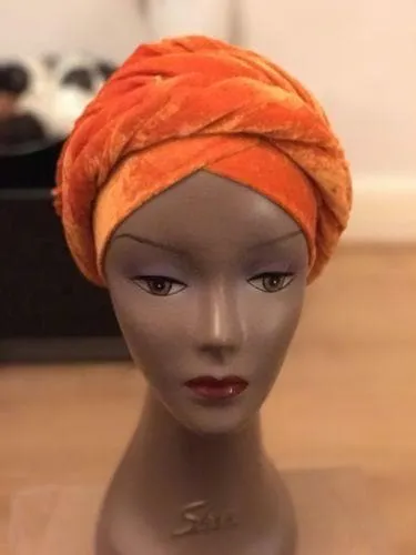 Large Velvet Turban headwraps | Pre made Turban Chemocap