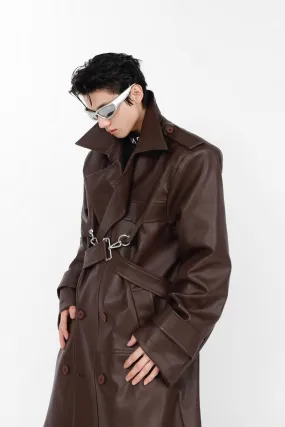 Layered Vegan Leather Coat