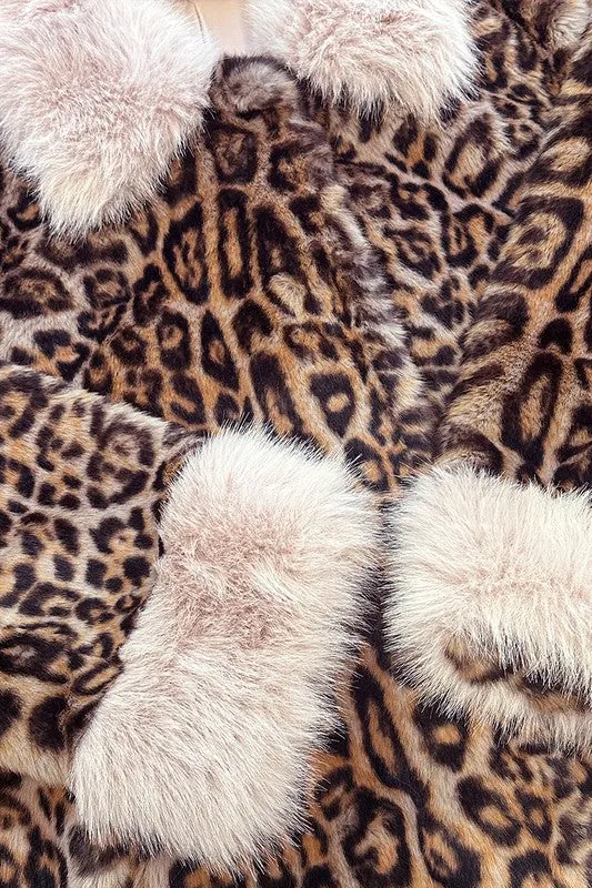 Leopard Print Faux Fur Coat