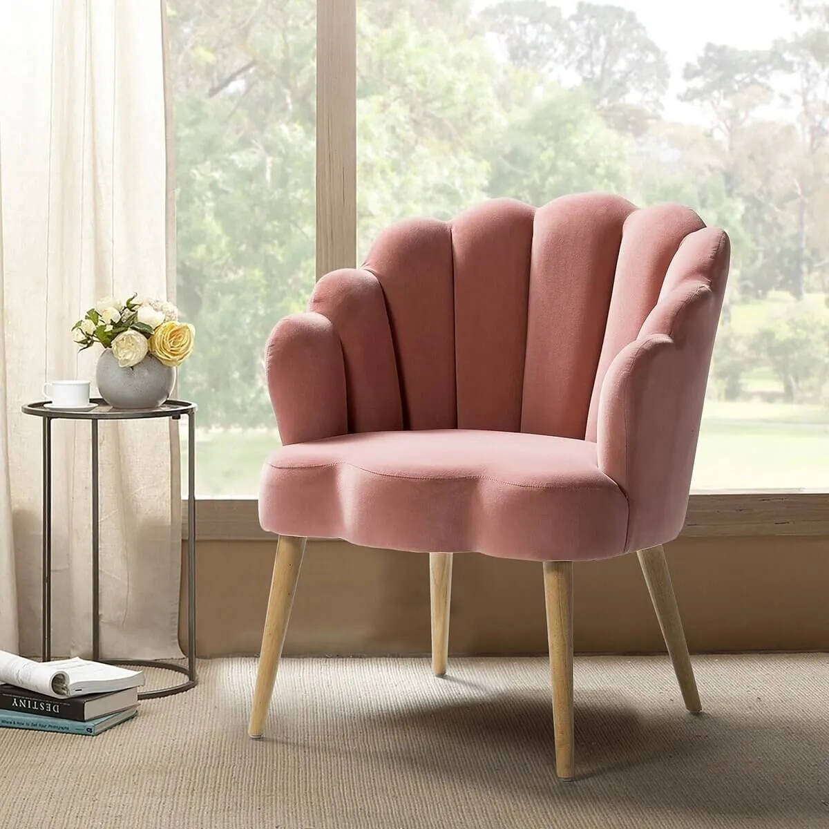 Lotus Upholstered Arm Chair In Velvet