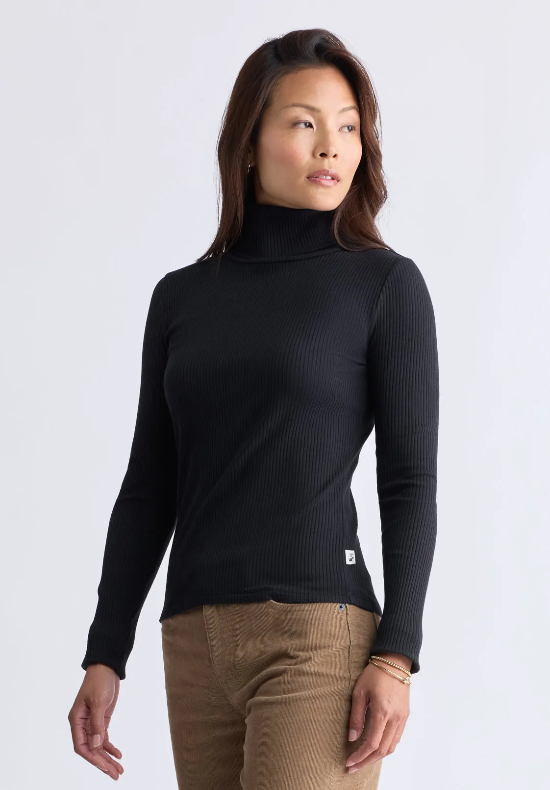 Mavra Women's Ribbed Turtleneck Top, Black - KT0164H