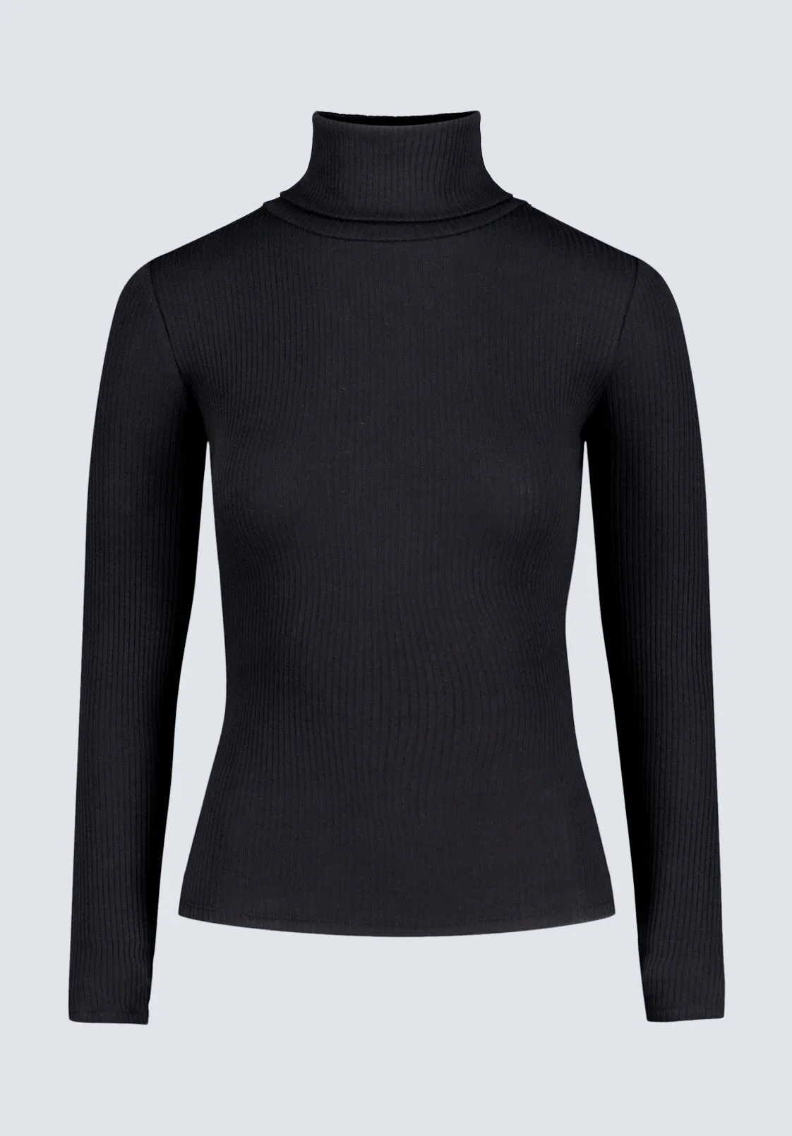 Mavra Women's Ribbed Turtleneck Top, Black - KT0164H