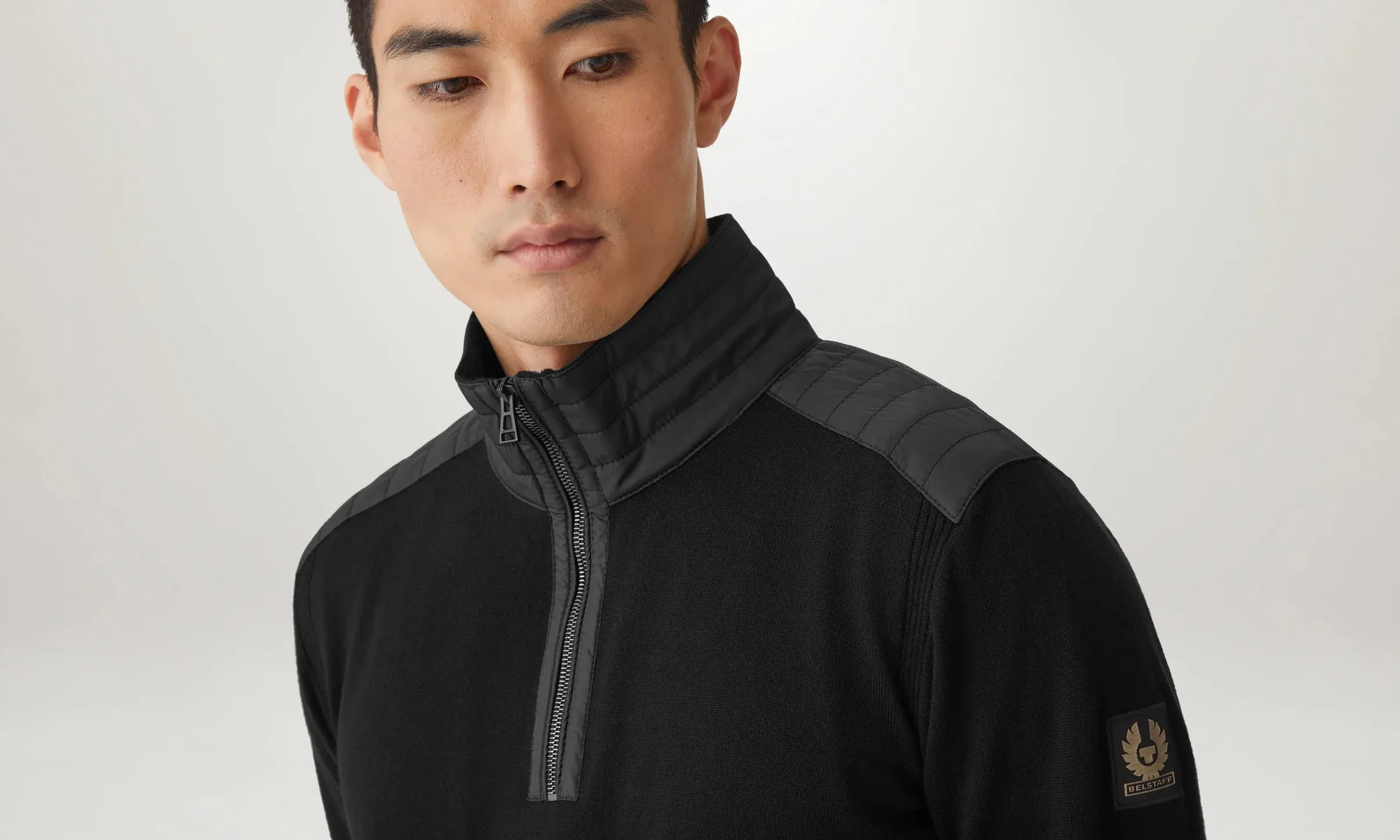 Men's Belstaff Black Kilmington 1/4 Zip Jumper