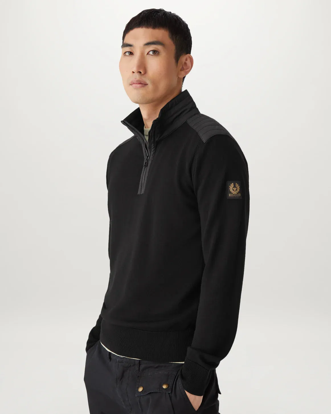 Men's Belstaff Black Kilmington 1/4 Zip Jumper