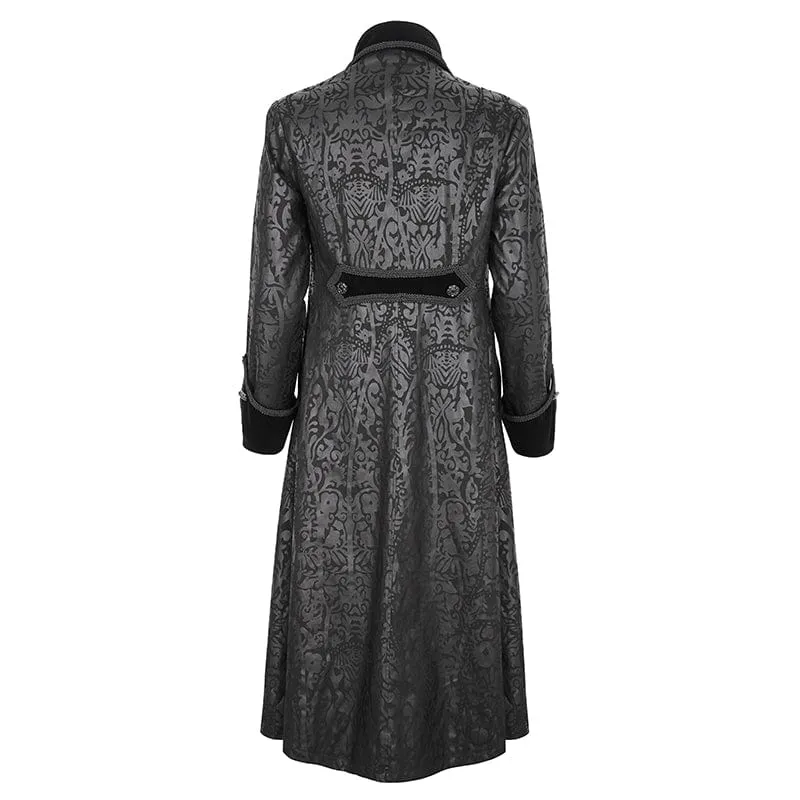 Men's Gothic Stand Collar Totem Printed Coat