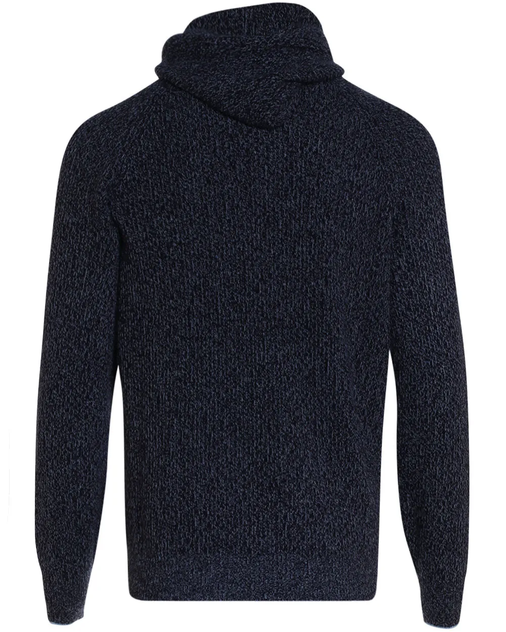 Navy and Light Blue Wool Blend Ribbed Hoodie